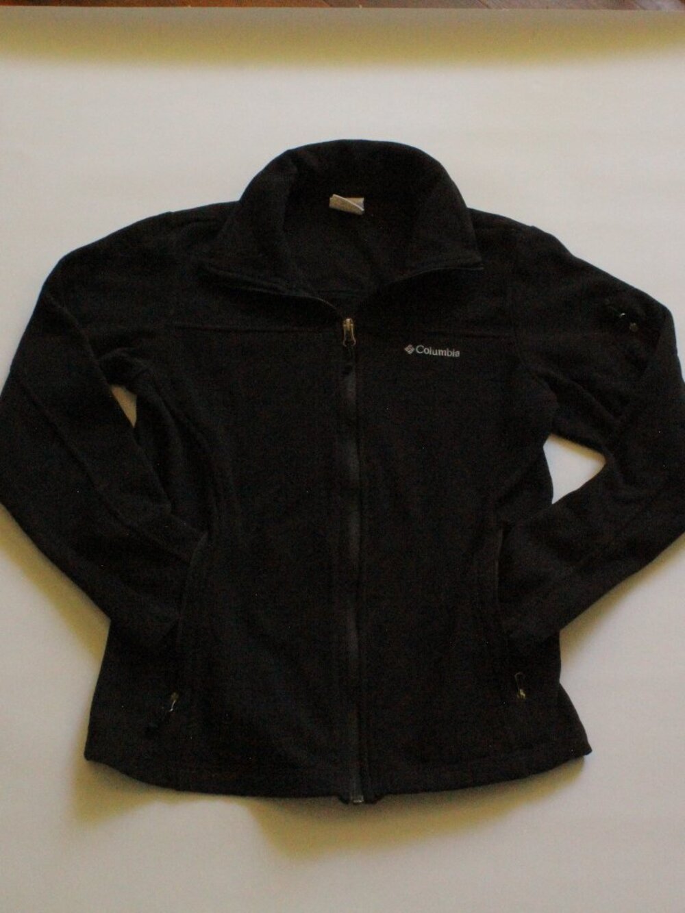Columbia Full Zip Fleece Jacket Black Small Men's Lightweight Outdoor